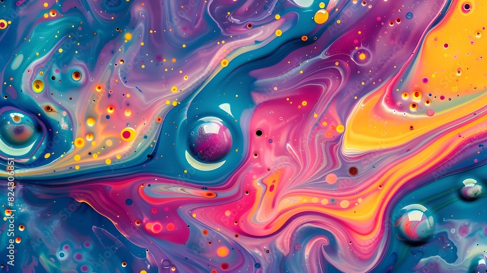 multi-colored paint drops splashing on an abstract background multi-colored paint drops splashing on an abstract background