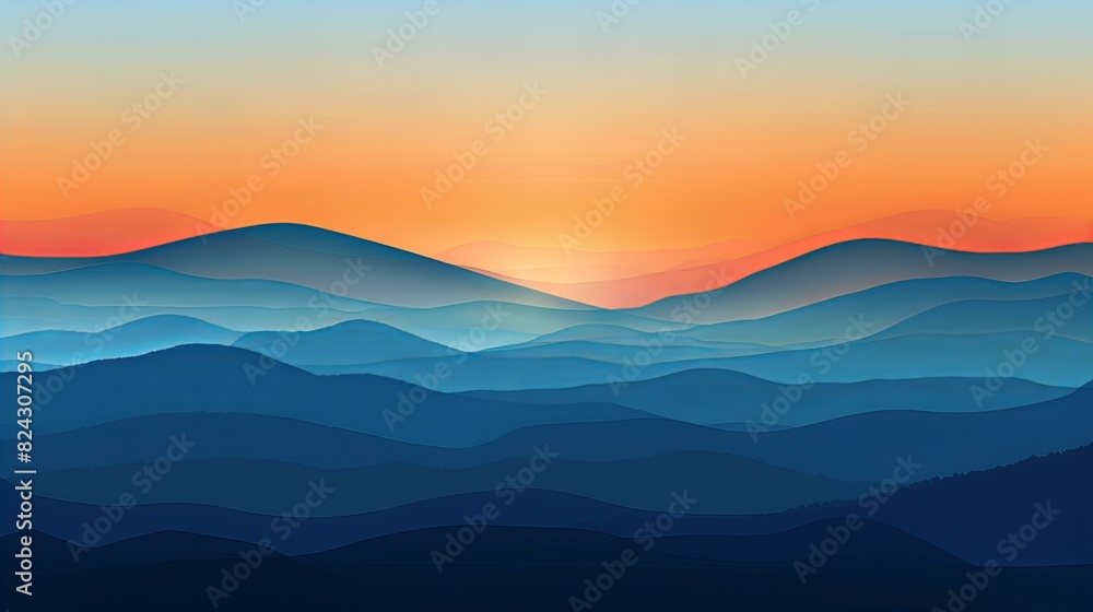 Sunset Over Mountains Abstract Background - Gradient Layered Landscape Art Sunset Over Mountains Abstract Background - Gradient Layered Landscape Art