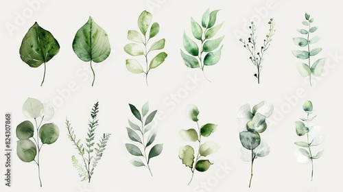 Botanical watercolor collection  suitable for elegant and natural themes