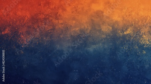 An artistic gradient background shifting from navy blue to sunset orange, overlaid with a fine grainy texture for added elegance. photo