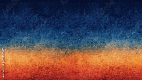 An artistic gradient background shifting from navy blue to sunset orange, overlaid with a fine grainy texture for added elegance.