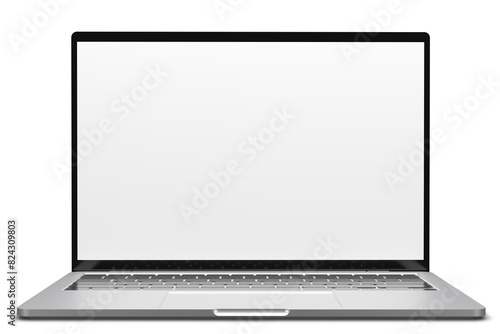 3D render Mock up laptop silver color white screen on white background. Realistic Computer Laptop mock up . 3D png illustration.