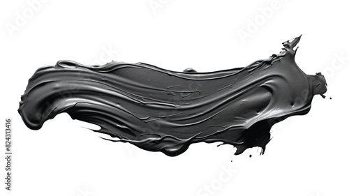 Black brush stroke isolated on white background. Oil paint abstract shape. Design mockup.