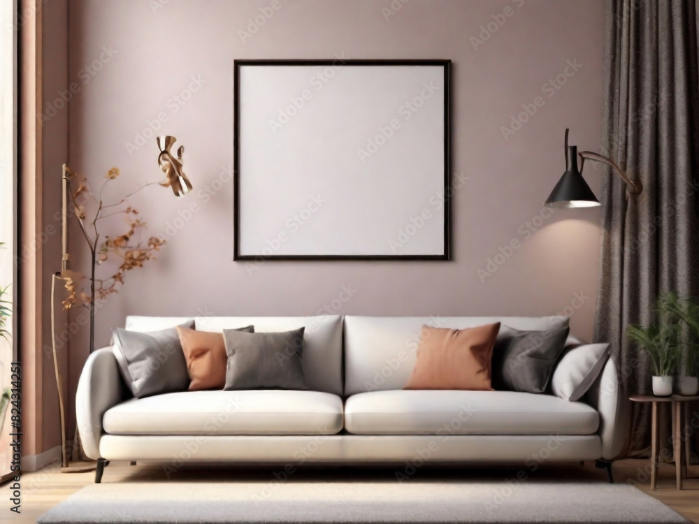 Mockup poster frame on the wall of living room. Luxurious apartment background. Mockup poster frame on the wall of living room. Luxurious apartment background.