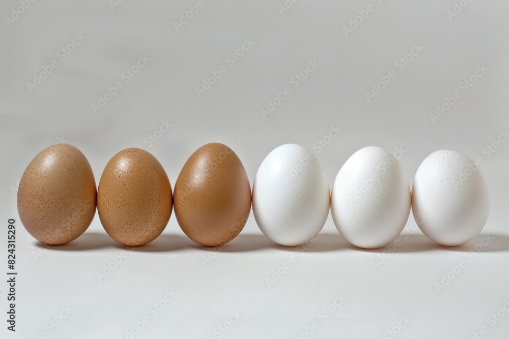 White and brown eggs.