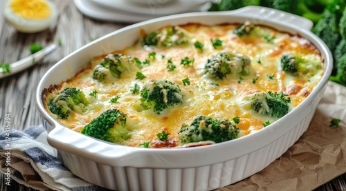 A deliciously baked dish with broccoli, eggs, and cheese, perfect for a wholesome meal