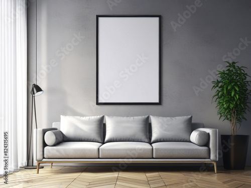 Mockup poster frame on the wall of living room. Luxurious apartment background. © SOHAN-Creation