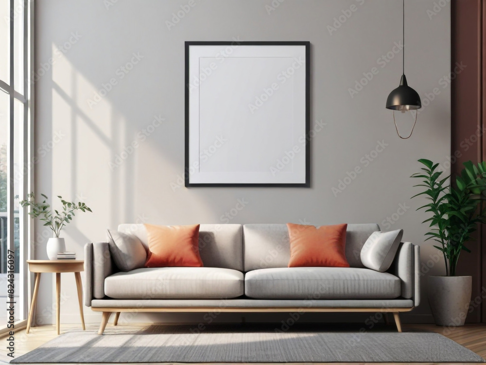 Mockup poster frame on the wall of living room. Luxurious apartment background. Mockup poster frame on the wall of living room. Luxurious apartment background.
