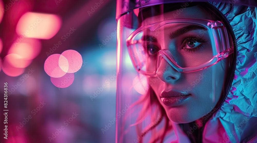 A vibrant image of a doctor with a protective health shield. stock photo A vibrant image of a doctor with a protective health shield. stock photo