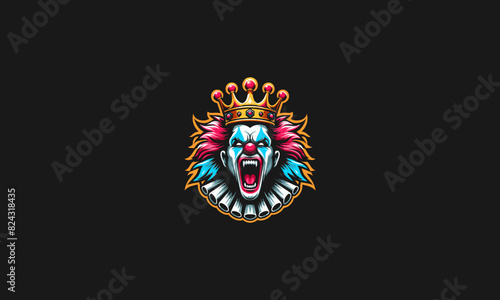 clown angry wearing crown vector flat design
