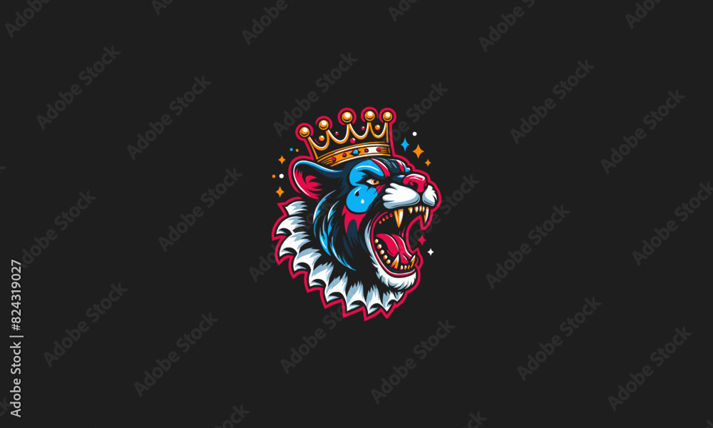 head panther clown wearing crown vector artwork design