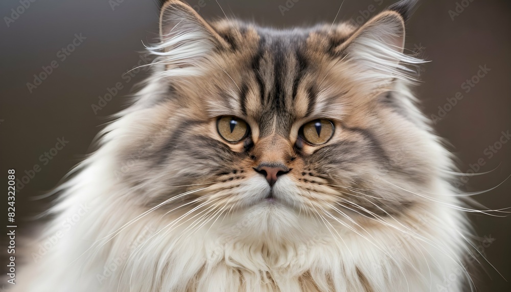 A fluffy siberian cat with a thick fur coat