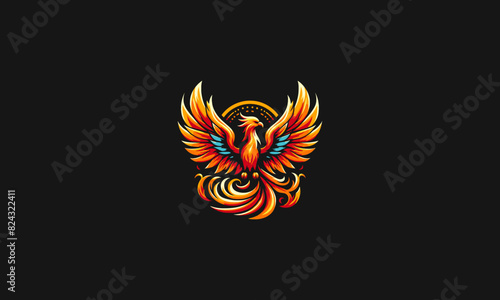 flying phoenix flames vector mascot design