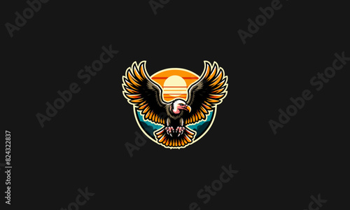 flying vulture vector illustration mascot flat design