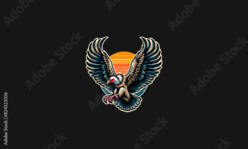 flying vulture vector illustration mascot flat design