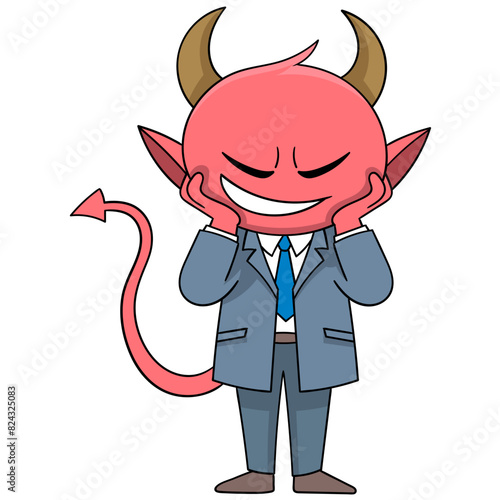 devil businessman is planning cheating at work
