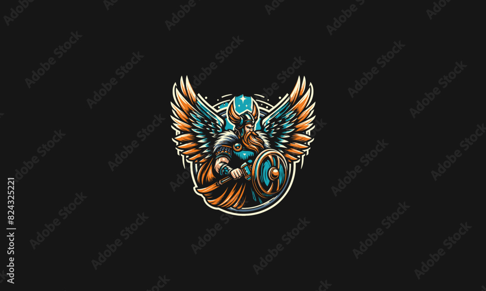flying viking with big wings vector illustration mascot flat design flying viking with big wings vector illustration mascot flat design