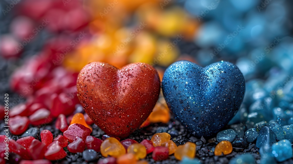 Obraz premium A love that brings joy and laughter, portrayed by a playful arrangement of colors and shapes, symbolizing the lightheartedness, happiness, and shared moments of joy that love brings. photo