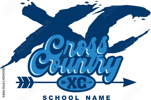 cross country team design with arrow for school, college or league sports