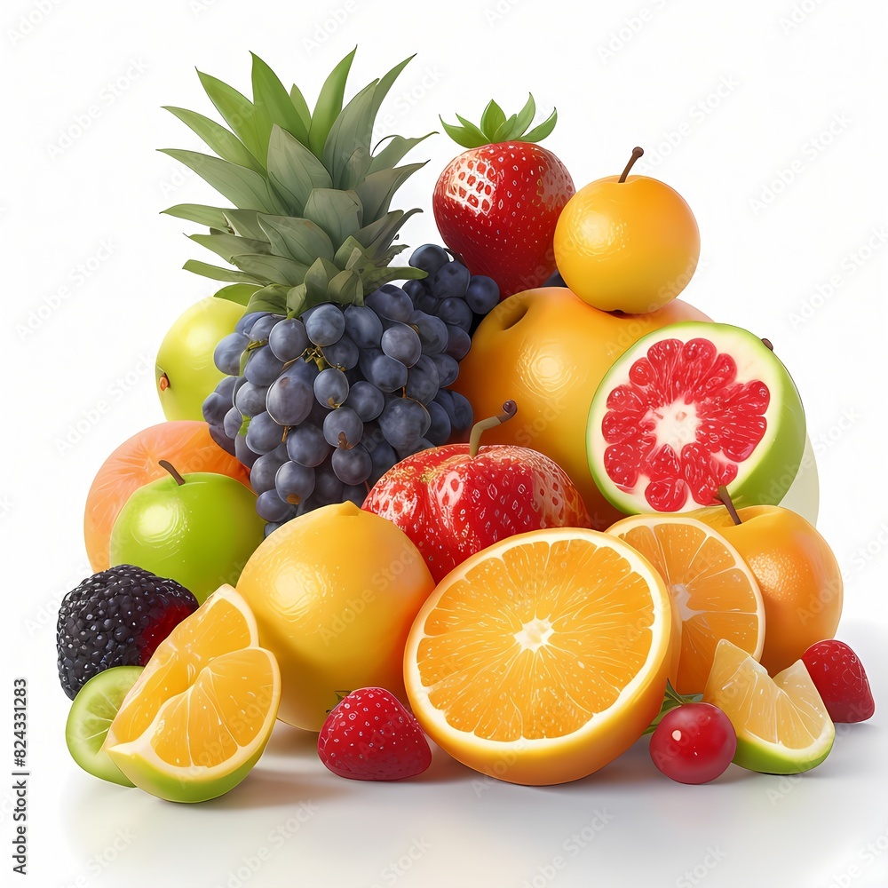 3d Fresh fruits Isolated on white background, fruits, foods, juicies, white backgrounds, vitamins, leaves, simplicities 3d Fresh fruits Isolated on white background, fruits, foods, juicies, white backgrounds, vitamins, leaves, simplicities