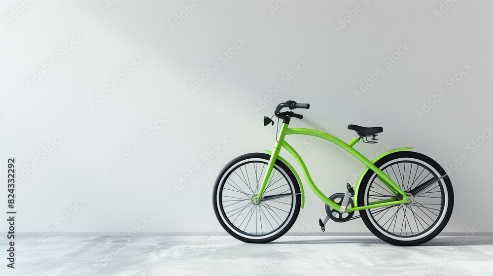 Obraz premium Father's Day art featuring a minimalistic bright green bicycle against a clean white wall