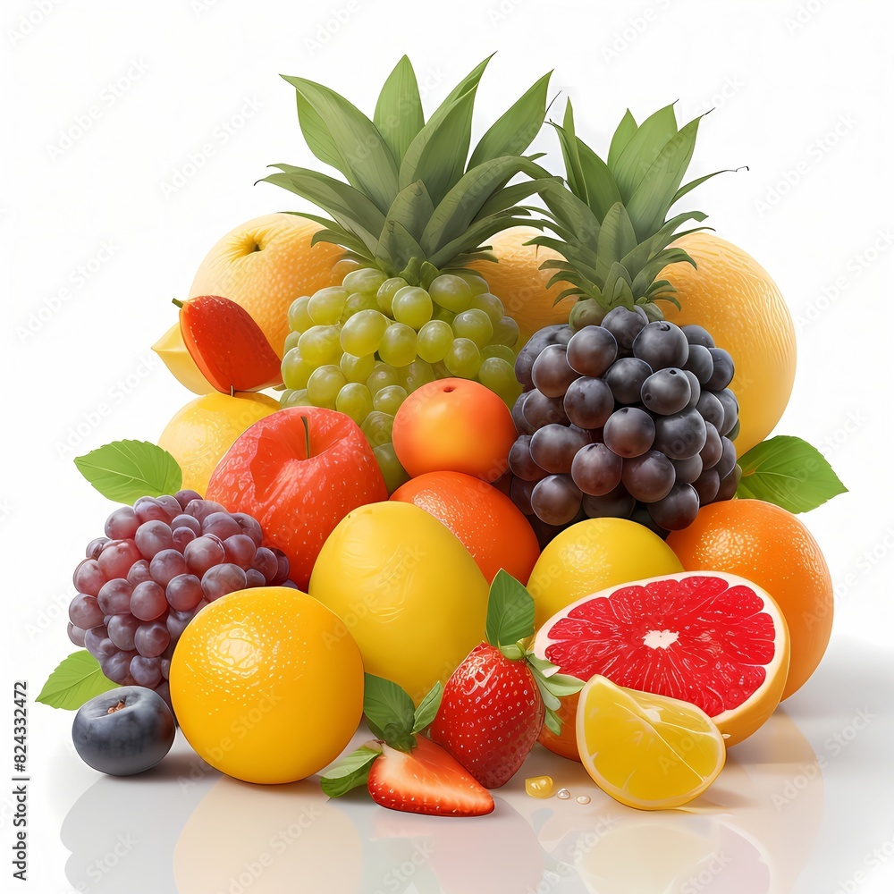3d Fresh fruits Isolated on white background, fruits, foods, juicies, white backgrounds, vitamins, leaves, simplicities 3d Fresh fruits Isolated on white background, fruits, foods, juicies, white backgrounds, vitamins, leaves, simplicities