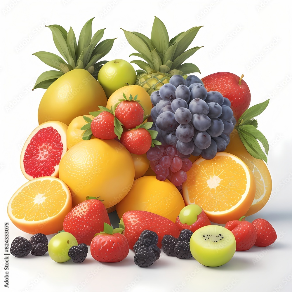 3d Fresh fruits Isolated on white background, fruits, foods, juicies, white backgrounds, vitamins, leaves, simplicities 3d Fresh fruits Isolated on white background, fruits, foods, juicies, white backgrounds, vitamins, leaves, simplicities