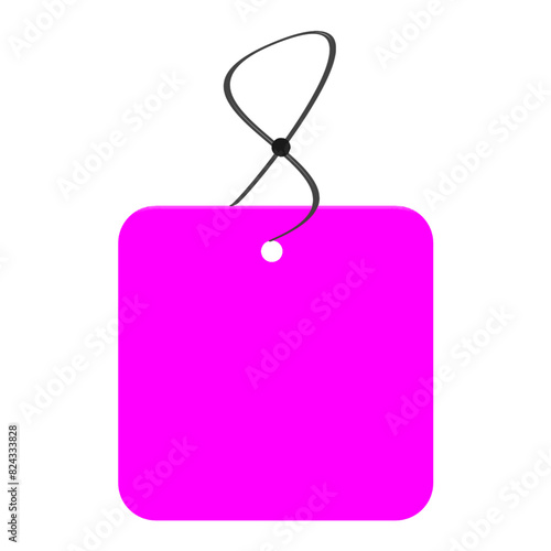 pink tag isolated on white