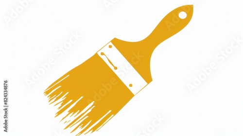 Yellow icon of paintbrush on white background. Great for painting and improving graphics.
