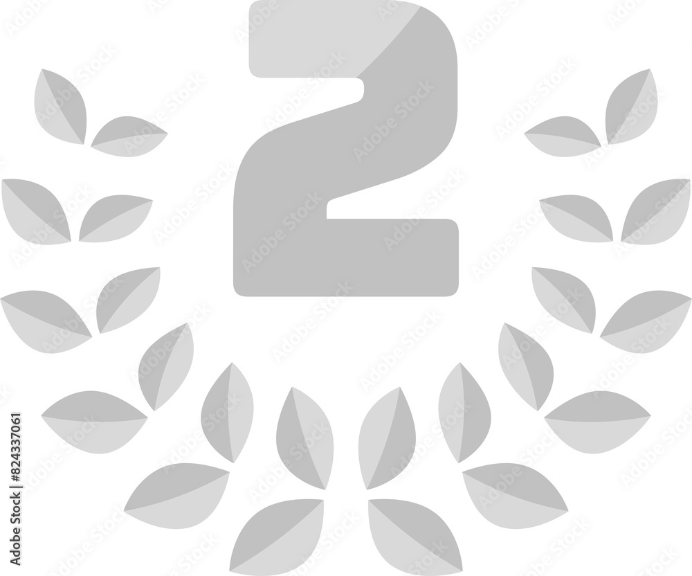 Fototapeta premium 2nd Second Medal Coin with Laurels and Stars