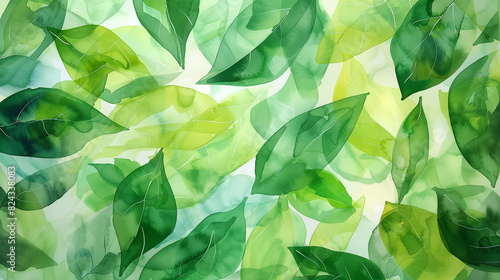 緑の葉の水彩画