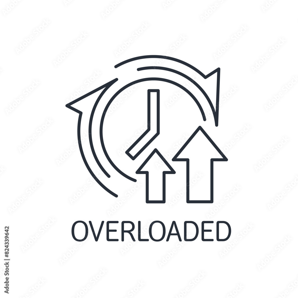 Overloaded time. Vector linear icon isolated on white background. Overloaded time. Vector linear icon isolated on white background.