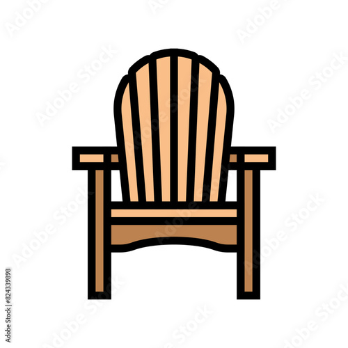 adirondack chair outdoor furniture color icon vector. adirondack chair outdoor furniture sign. isolated symbol illustration