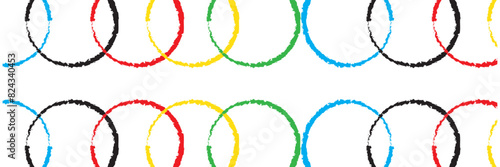 abstract colorful wave background with Olympics ring colors. sport concept, multicolor striped frame, copy space for your text. Vector illustration. EPS 10