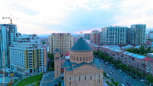 Arabkir Church of the  Araratian Pontifical Diocese or Holy Cross Church. Тaken with a drone. photo