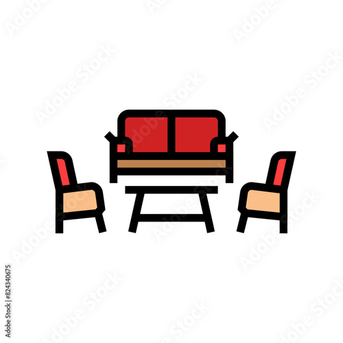 conversation set outdoor furniture color icon vector. conversation set outdoor furniture sign. isolated symbol illustration
