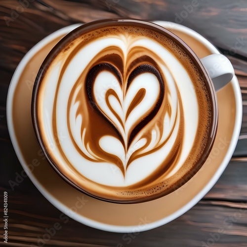 Cup of cappuccino with a heart-shaped latte art on top4 photo