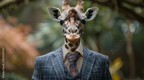 Realistic giraffe animal portrait cute dressed giraffe
