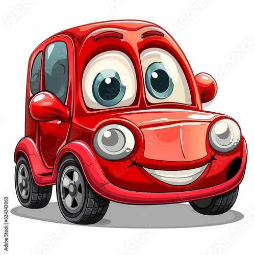 Cute red car cartoon character photo