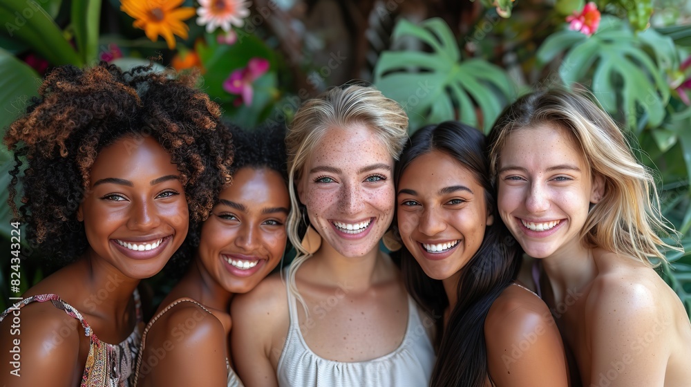 Fototapeta premium A love that celebrates the beauty of friendship and camaraderie, represented by a group of friends enjoying each other's company, symbolizing the support, shared experiences stock photo