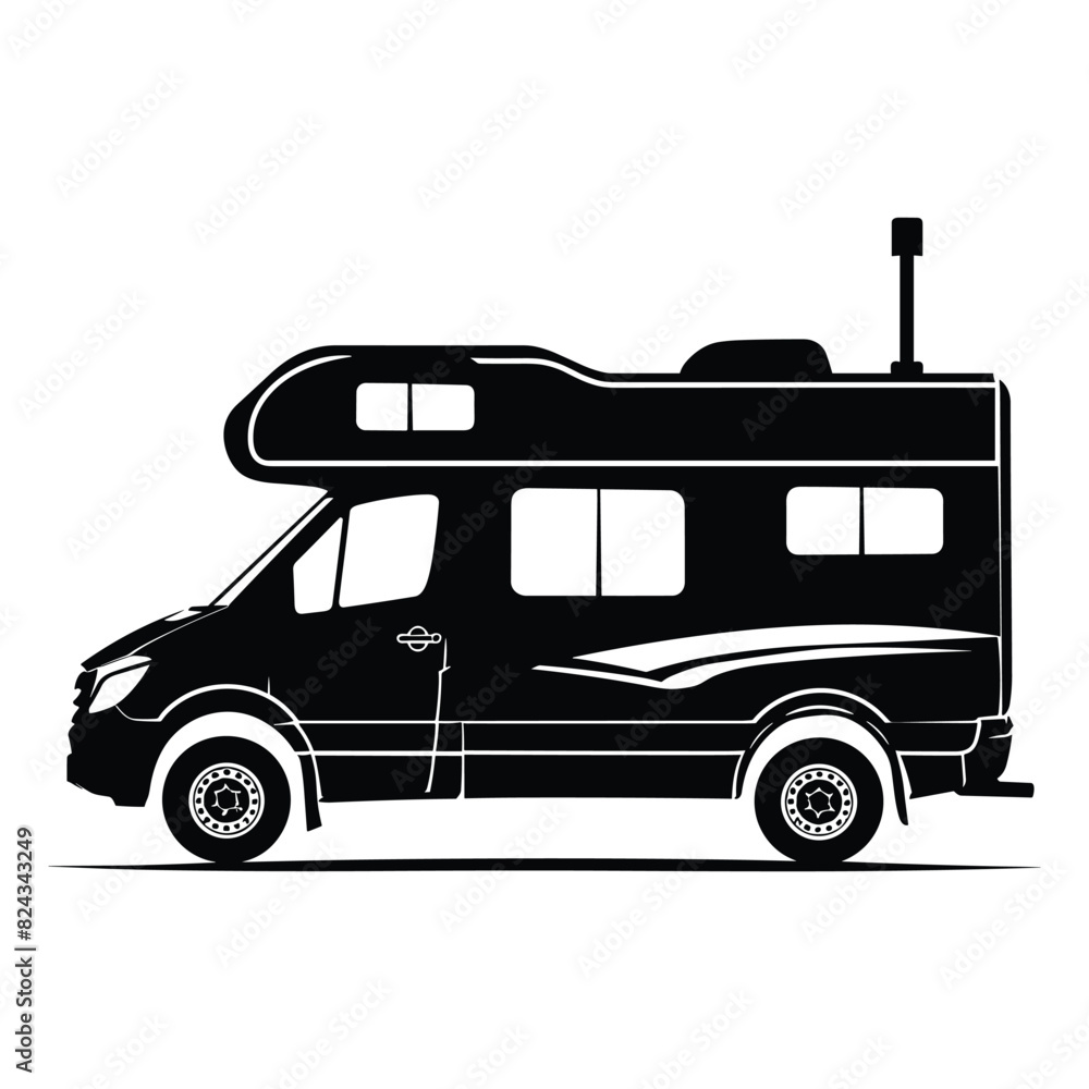 Recreational vehicle graphic silhouette vector