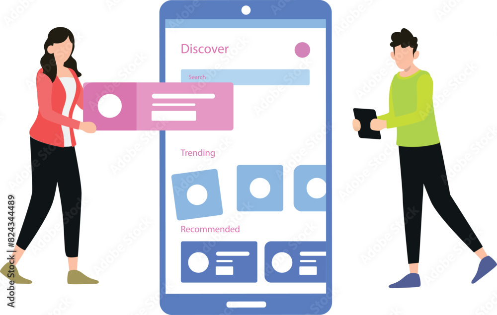 A boy and a girl are working on an app. A boy and a girl are working on an app.