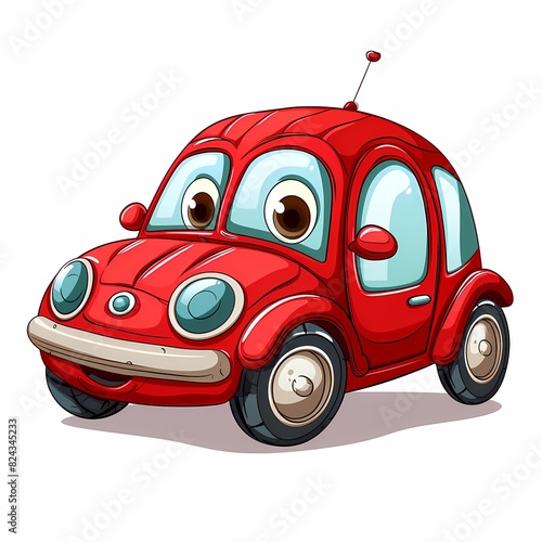 Cute red car cartoon character photo