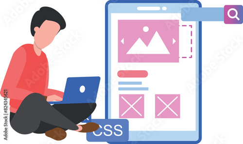 The guy is coding CSS.