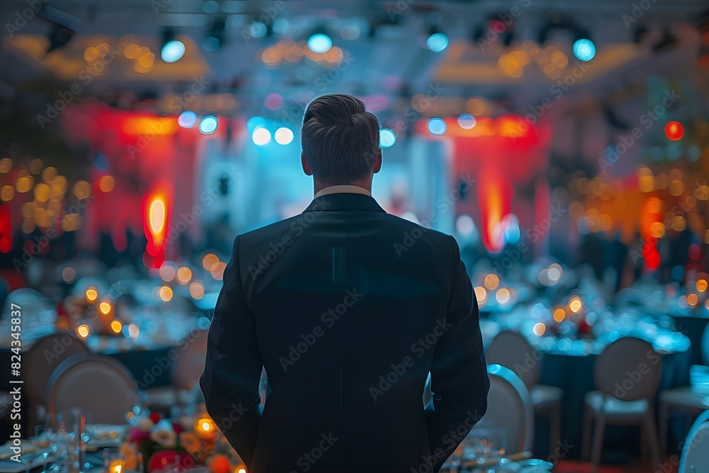 The Philanthropist Oversees Charity Event with Poised Leadership and Elegant Professionalism The Philanthropist Oversees Charity Event with Poised Leadership and Elegant Professionalism
