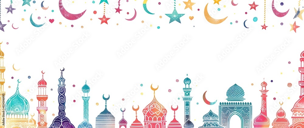 Decorative Doodle Border Design for Eid al Adha Background with Blank Area for Text Overlay Decorative Doodle Border Design for Eid al Adha Background with Blank Area for Text Overlay