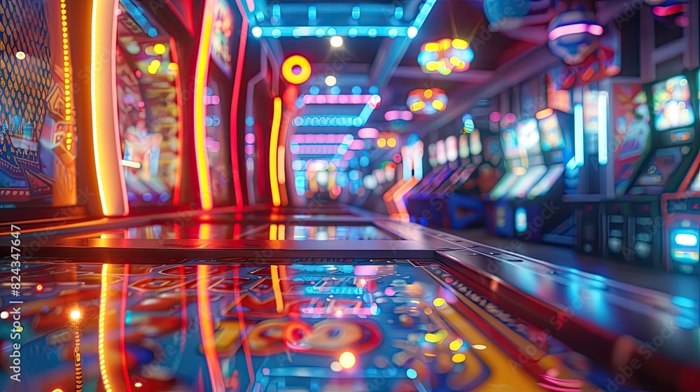 Obraz premium commercial photo, close-up, game room equipment, bottom view, soft light