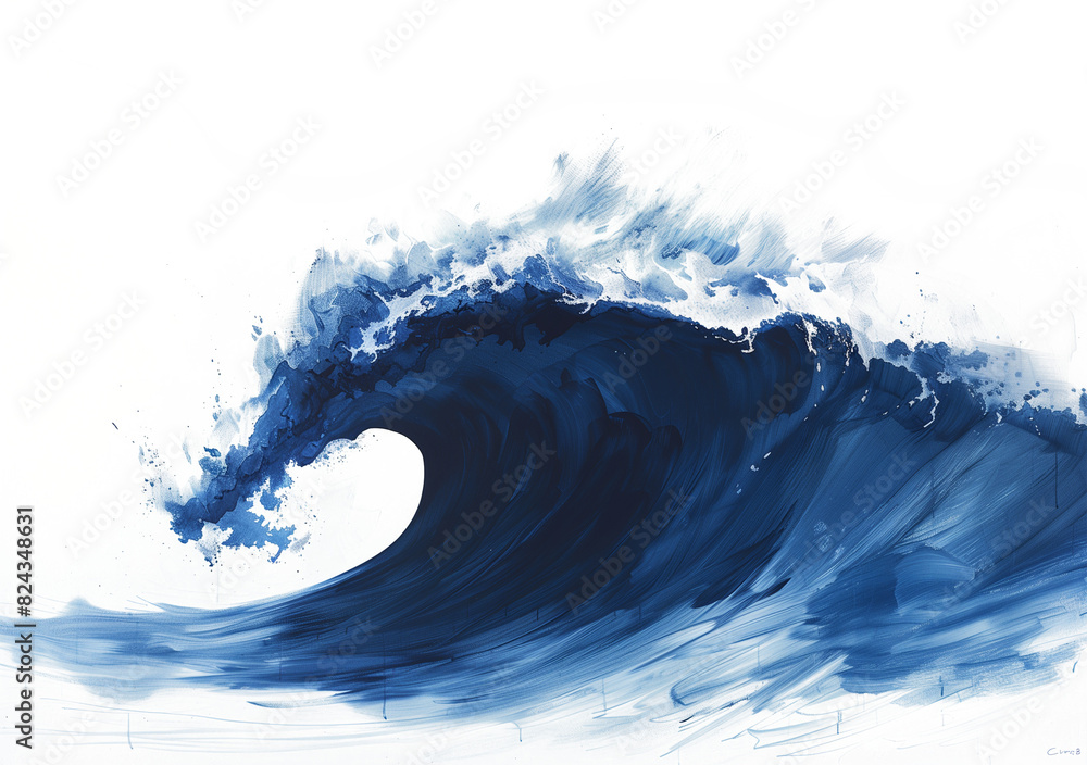 In this minimalist composition, a solitary wave rises defiantly against a backdrop of white, In this minimalist composition, a solitary wave rises defiantly against a backdrop of white,