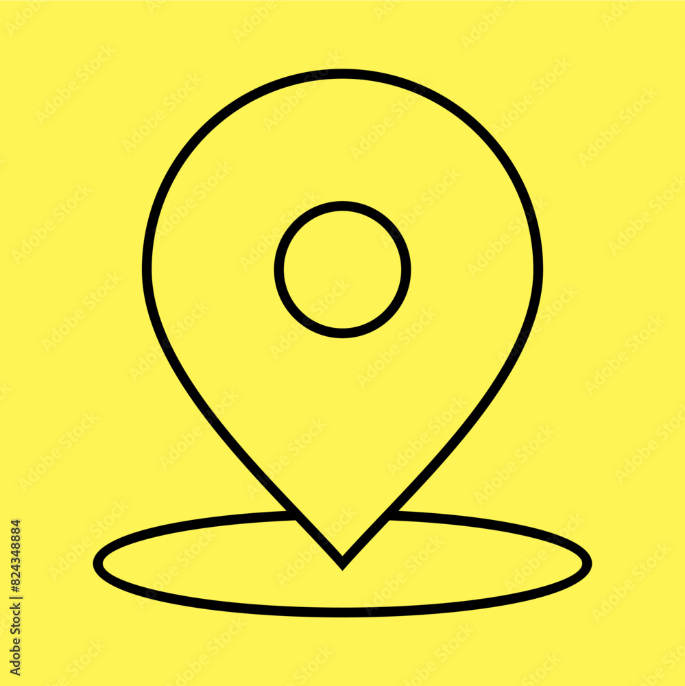 location icon simple, line vector isolated on yellow background. trendy and modern design location icon simple, line vector isolated on yellow background. trendy and modern design
