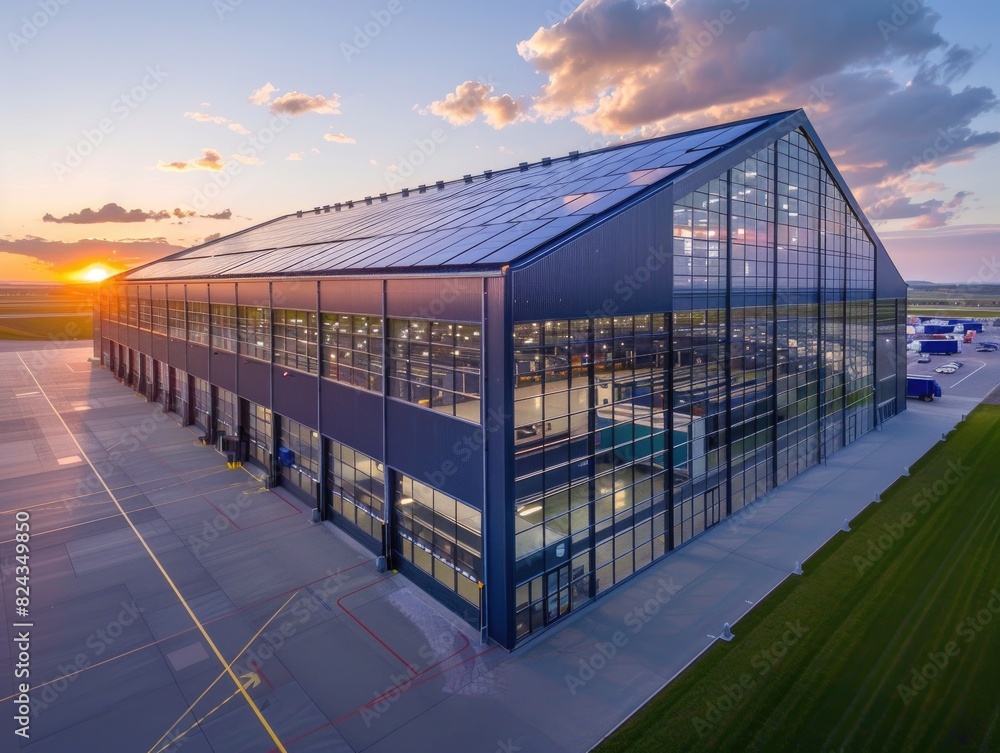 Fototapeta premium Workshop equipped with solar photovoltaic power generation